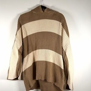 FP Beach Ribbed Hooded Sweater in Camel and Cream